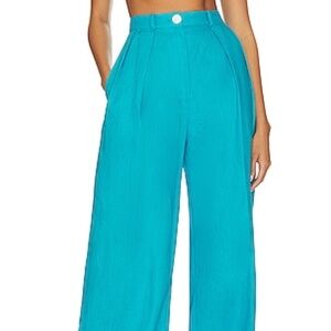 MATTHEW BRUCH Pleated Trouser in Aquamarine